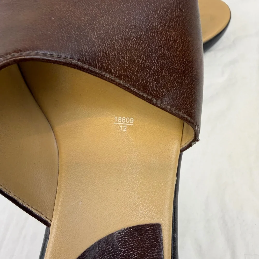 Y2K Lower East Side Brown Wedge Sandals Platform Slide Heels Vintage Womens 6.5
